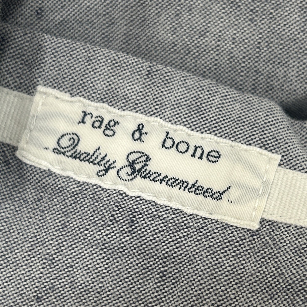 Rag & Bone Shirt Mens Medium Gray Chambray Linen Cotton Button Up Tailored Fit - Picture 11 of 13